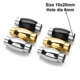 2Pcs Stainless Steel Magnetic Clasps 10x20mm Fit 6mm Leather Cord Bracelet