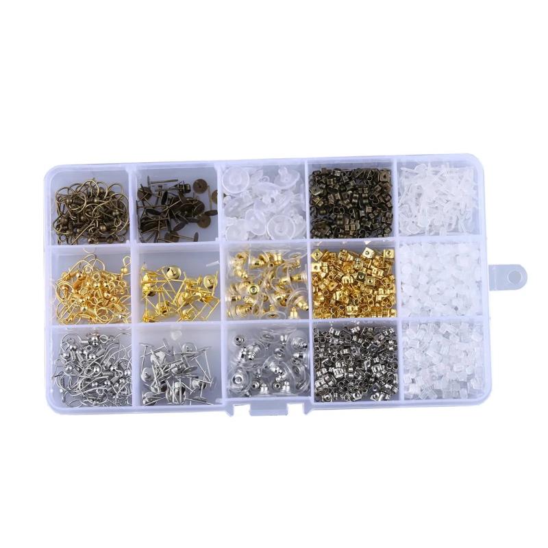 Earring Making Kit Hooks Posts Backs Storage Box Repair Supplies