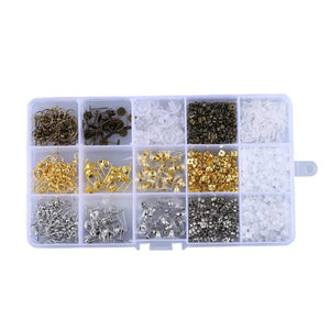 Earring Making Kit Hooks Posts Backs Storage Box Repair Supplies