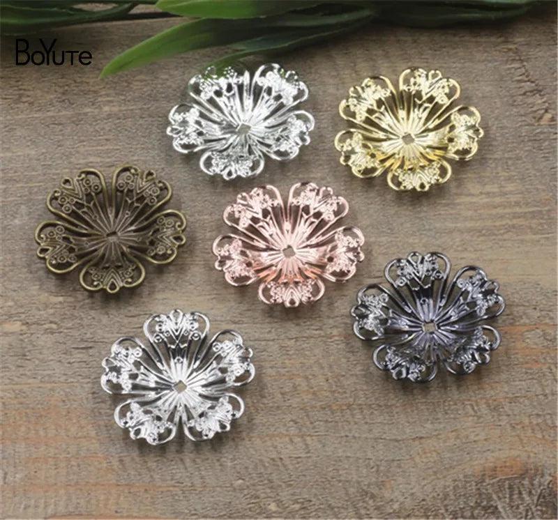 BoYuTe 32MM Metal Brass Flower Filigree Findings Diy Hand Jewelry Materials
