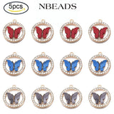 5PC Rhinestone Enamel Butterfly Charms for Bracelet Necklace