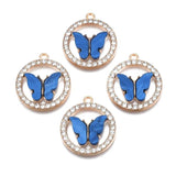 5PC Rhinestone Enamel Butterfly Charms for Bracelet Necklace