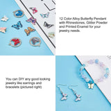 5PC Rhinestone Enamel Butterfly Charms for Bracelet Necklace