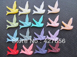 17pcs Resin Bird/Dove/Swallow Cabochon Pendant Charm, DIY Accessory