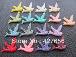 17pcs Resin Bird/Dove/Swallow Cabochon Pendant Charm, DIY Accessory