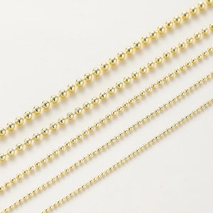 1M 1-2.4mm 14K Plated Brass Round Beads Chain Ball Chain DIY Necklace Bracelet