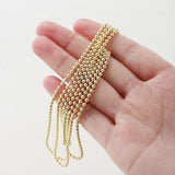 1M 1-2.4mm 14K Plated Brass Round Beads Chain Ball Chain DIY Necklace Bracelet