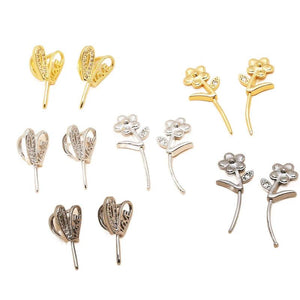 Copper Plated Rabbit Ear Flower Pin DIY Jewelry 2pcs