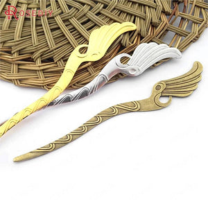 5PCS Antique Bronze Wing Bookmark & Hairpin Jewelry Making Supplies