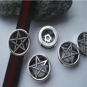 10pcs 10x2mm Flat Pentagram Star Slider Spacer Beads For 10mm Leather Bracelet