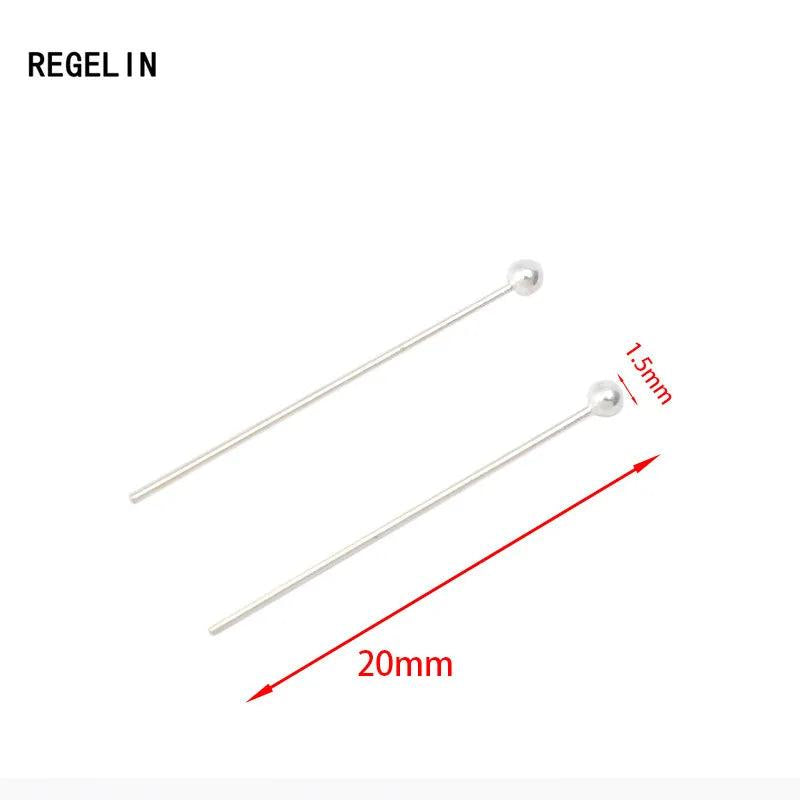 10pcs 925 Sterling Silver Round Head Bead Pins Needles for DIY Jewelry Making
