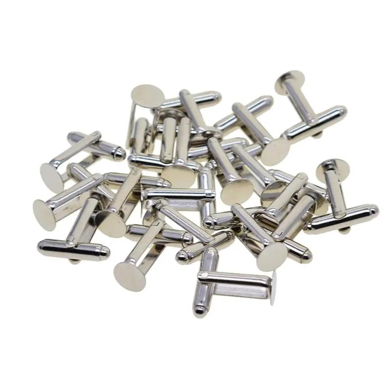 20pcs Silver 8mm Round Cuff Link Setting DIY Jewelry Findings