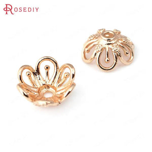 10PCS 14MM Champagne Plated Brass Bead Caps Jewelry Findings DIY Accessories