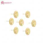 6PCS 15MM 24K Brass Round Stud Earrings Pins DIY Jewelry Making Findings