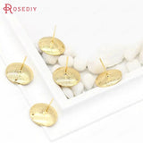 6PCS 15MM 24K Brass Round Stud Earrings Pins DIY Jewelry Making Findings