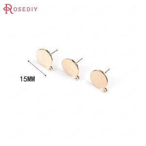 10PCS 24K Plated Round Disk Stud Earrings DIY Jewelry Findings