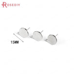 10PCS 24K Plated Round Disk Stud Earrings DIY Jewelry Findings