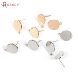 10PCS 24K Plated Round Disk Stud Earrings DIY Jewelry Findings