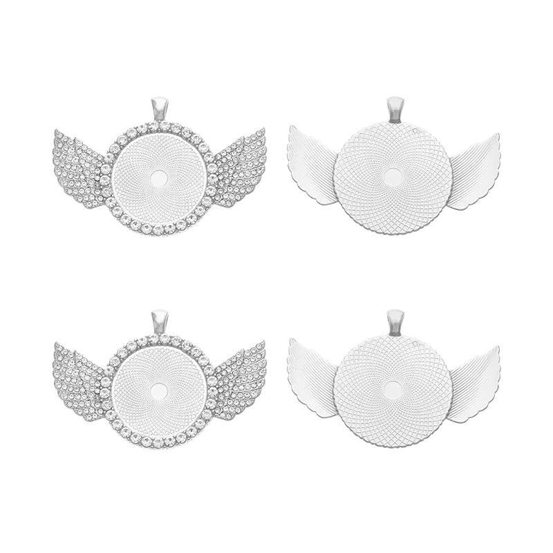 2Pcs Sliver Rose Rhinestone Jewelry Pendant Base for DIY Making