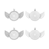 2Pcs Sliver Rose Rhinestone Jewelry Pendant Base for DIY Making