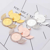 2Pcs Sliver Rose Rhinestone Jewelry Pendant Base for DIY Making
