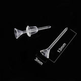 200Pcs 3mm Plastic Cup Needle Earrings Studs Transparent Ear Plugs