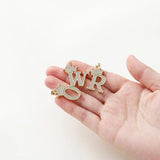 14K Plated Brass Zircon Crown 26 Letters Pendant DIY Necklace Jewelry Making