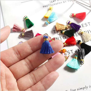 50pc Mini Soft Silky Floss Tassel Jump Ring Earrings Jewelry DIY Craft Accessory