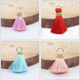50pc Mini Soft Silky Floss Tassel Jump Ring Earrings Jewelry DIY Craft Accessory