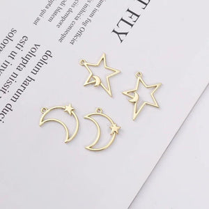 10pcs Star Moon Pendant Base Alloy Charms for Jewelry Making