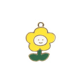 10pcs Smile Sunflowers Enamel Charms Beads for DIY Jewelry Making
