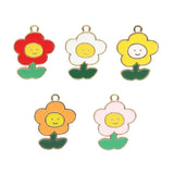10pcs Smile Sunflowers Enamel Charms Beads for DIY Jewelry Making