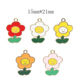 10pcs Smile Sunflowers Enamel Charms Beads for DIY Jewelry Making
