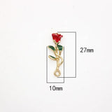 10Pcs Enamel Rose Flower Charms Pendant for Jewelry Making
