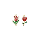10Pcs Enamel Rose Flower Charms Pendant for Jewelry Making