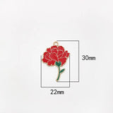 10Pcs Enamel Rose Flower Charms Pendant for Jewelry Making