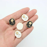 10pcs Enamel Glod Rose Charms Pendant DIY Necklaces Earrings Jewelry Making