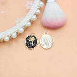 10pcs Enamel Glod Rose Charms Pendant DIY Necklaces Earrings Jewelry Making