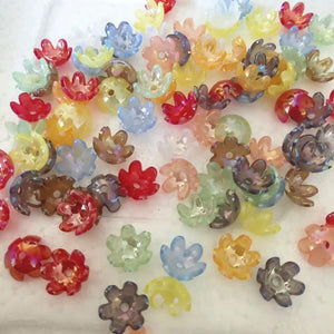 100 Acrylic Flower Bead Caps 6.5x14mm DIY Jewelry Making