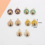 10Pcs Lovely Bee Flower Enamel Charms DIY Earrings Jewelry Making