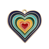 10Pcs Rainbow Heart Charms Enamel Pendant DIY Jewelry Making Supplies