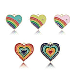 10Pcs Rainbow Heart Charms Enamel Pendant DIY Jewelry Making Supplies