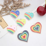 10Pcs Rainbow Heart Charms Enamel Pendant DIY Jewelry Making Supplies