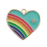 10Pcs Rainbow Heart Charms Enamel Pendant DIY Jewelry Making Supplies