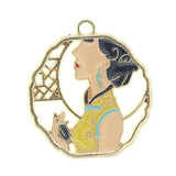 10pc Chinese Republic Beauty Cheongsam Lady Enamel Charms DIY Jewelry Making