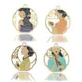 10pc Chinese Republic Beauty Cheongsam Lady Enamel Charms DIY Jewelry Making