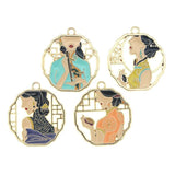 10pc Chinese Republic Beauty Cheongsam Lady Enamel Charms DIY Jewelry Making