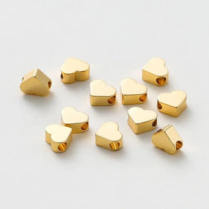 20pcs Heart Shape Spacer Beads DIY Jewelry 14K 18K Plated Charms Loose Beads