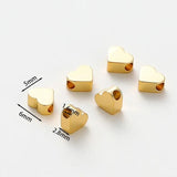 20pcs Heart Shape Spacer Beads DIY Jewelry 14K 18K Plated Charms Loose Beads