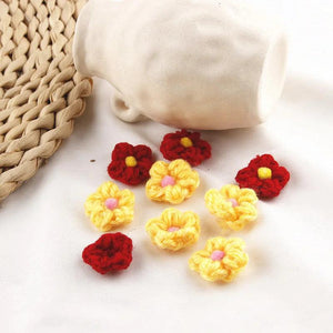 Colorful Flower Brooch & Earrings Set Plush Yarn Accessories